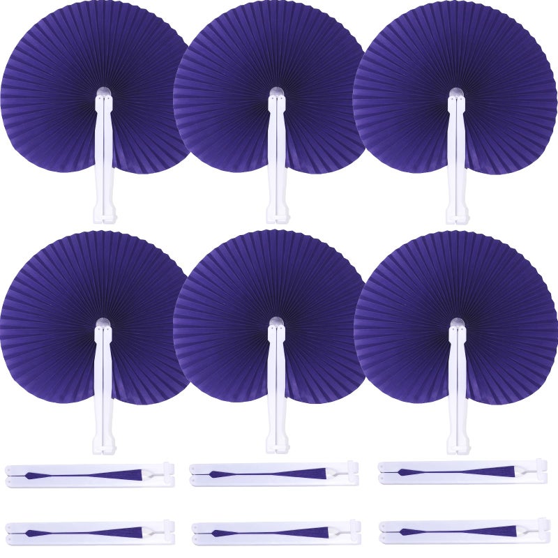 Bestage 20 Pieces Decorative Paper Folding Hand Fans Handheld,Purple Round Wedding Foldable Fans Chinese and Japanese Fans Bulk for Bridal Guest Church Party Favors Dancing Birthday DIY - Image 1